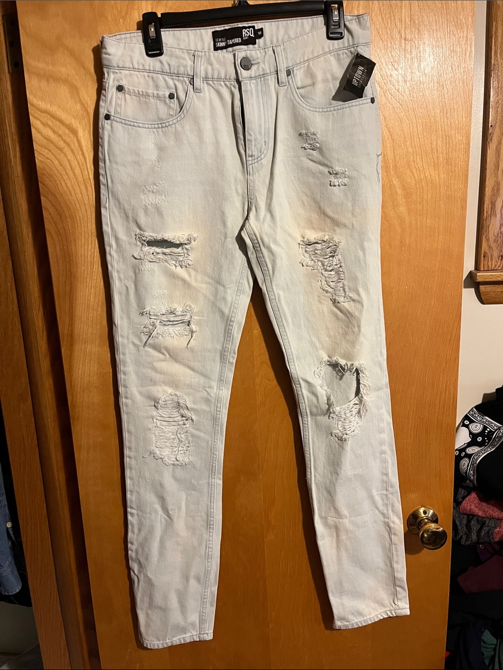 Men’s RSQ Jeans Acid Washed Distressed Skinny Tapered size 30